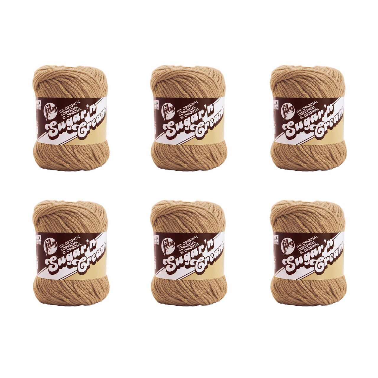 Lily Sugar'N Cream Jute Yarn - 6 Pack of 71g/2.5oz - Cotton - 4 Medium (Worsted) - 120 Yards - Knitting/Crochet